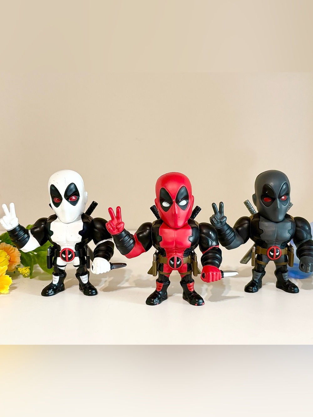 Marvel Deadpool Jada Toys Metal Die-Cast Lot Set of 3 4" Superhero Figures-Heavy